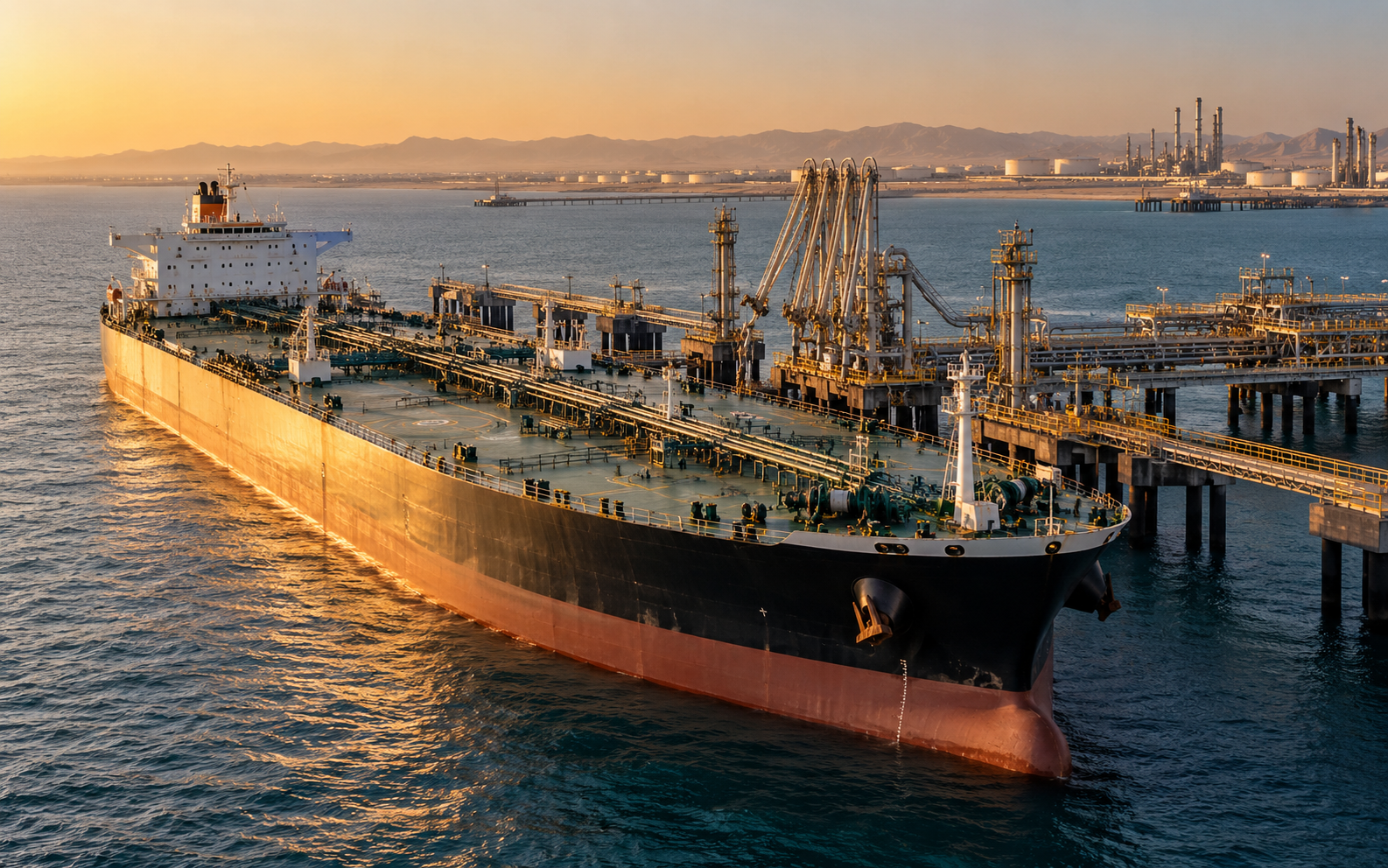 Crude oil tanker at Gulf export terminal