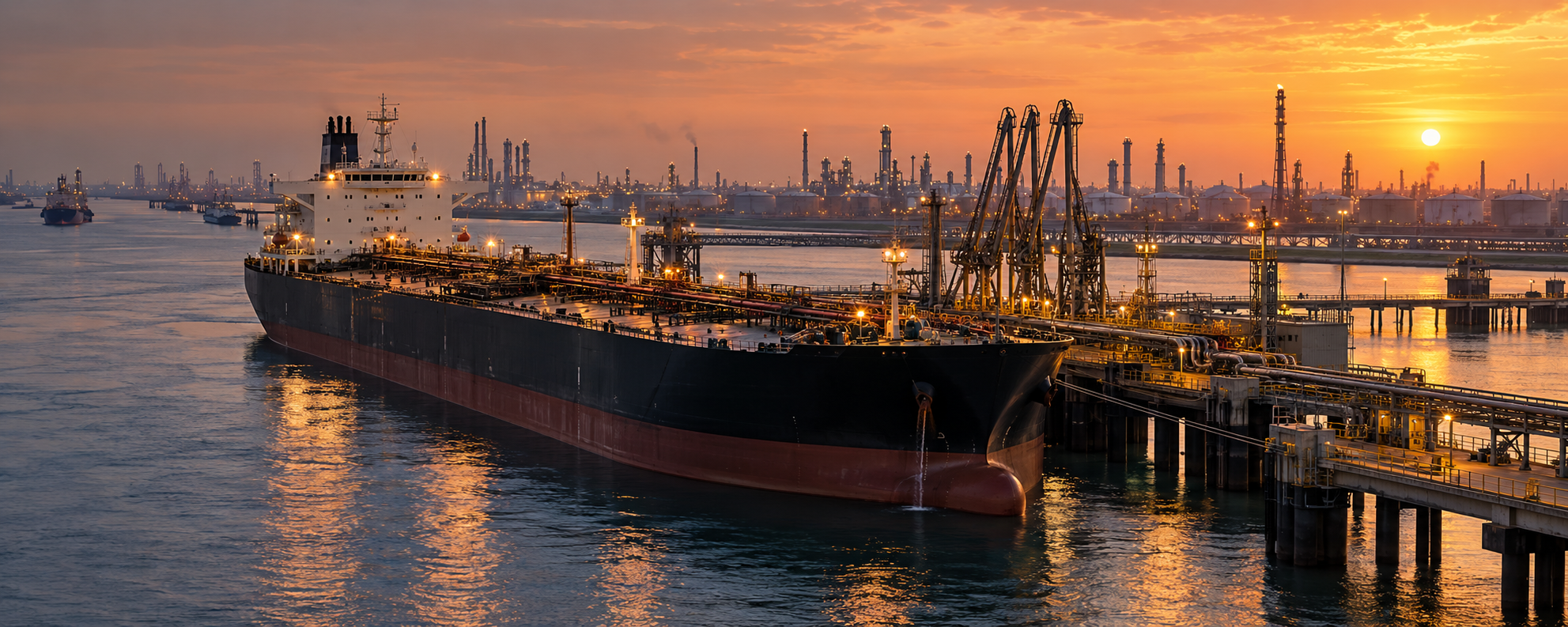Iraqi crude oil tanker at export terminal